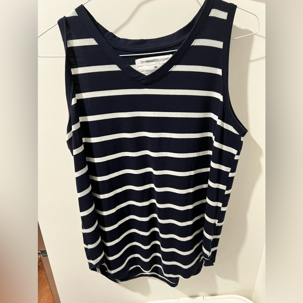 The Sweatshirt Project by French Laundry sleeveless striped top.